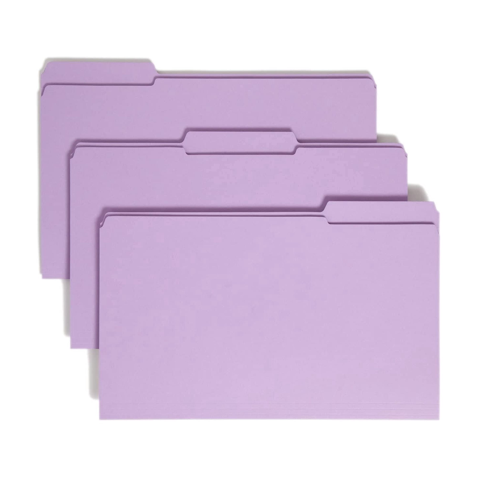Smead® Color File Folders, With Reinforced Tabs, Legal Size, 1/3 Cut, Lavender, Box Of 100