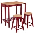 thumbnail image 3 of Rave 3-Piece Red & Natural Top Wood Contemporary Kitchen Dinette Breakfast Pub Set (Folding Drop Down Table, 2 Stools, 2 Storage Drawers), 3 of 8