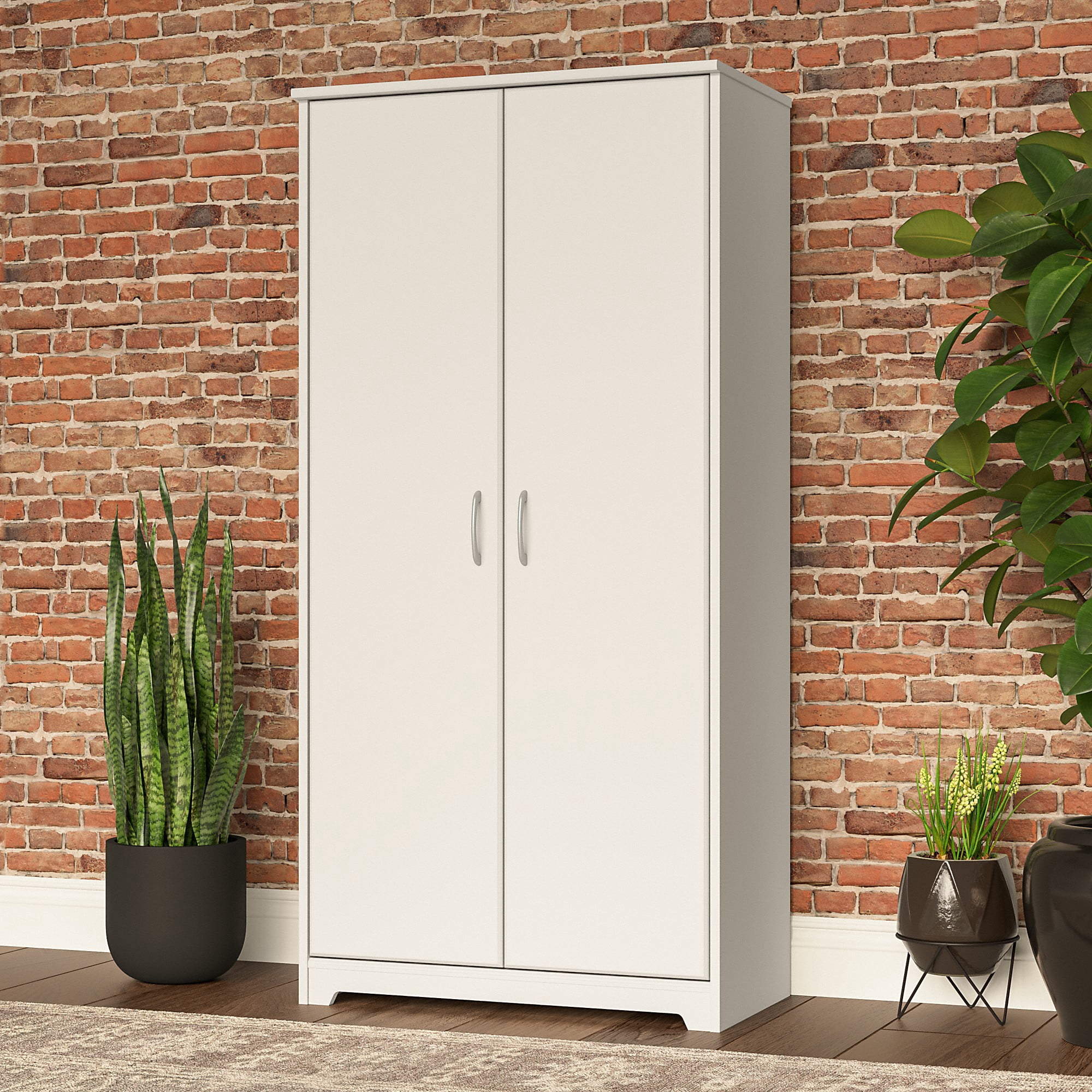 Bush Furniture Cabot Tall Storage with Doors in White