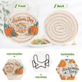 thumbnail image 4 of Yayeee 6 PCS Drink Coasters with Holder Set Woven Absorbent Round Tabletop Hot Pad, Big Pumpkins, 4 of 7