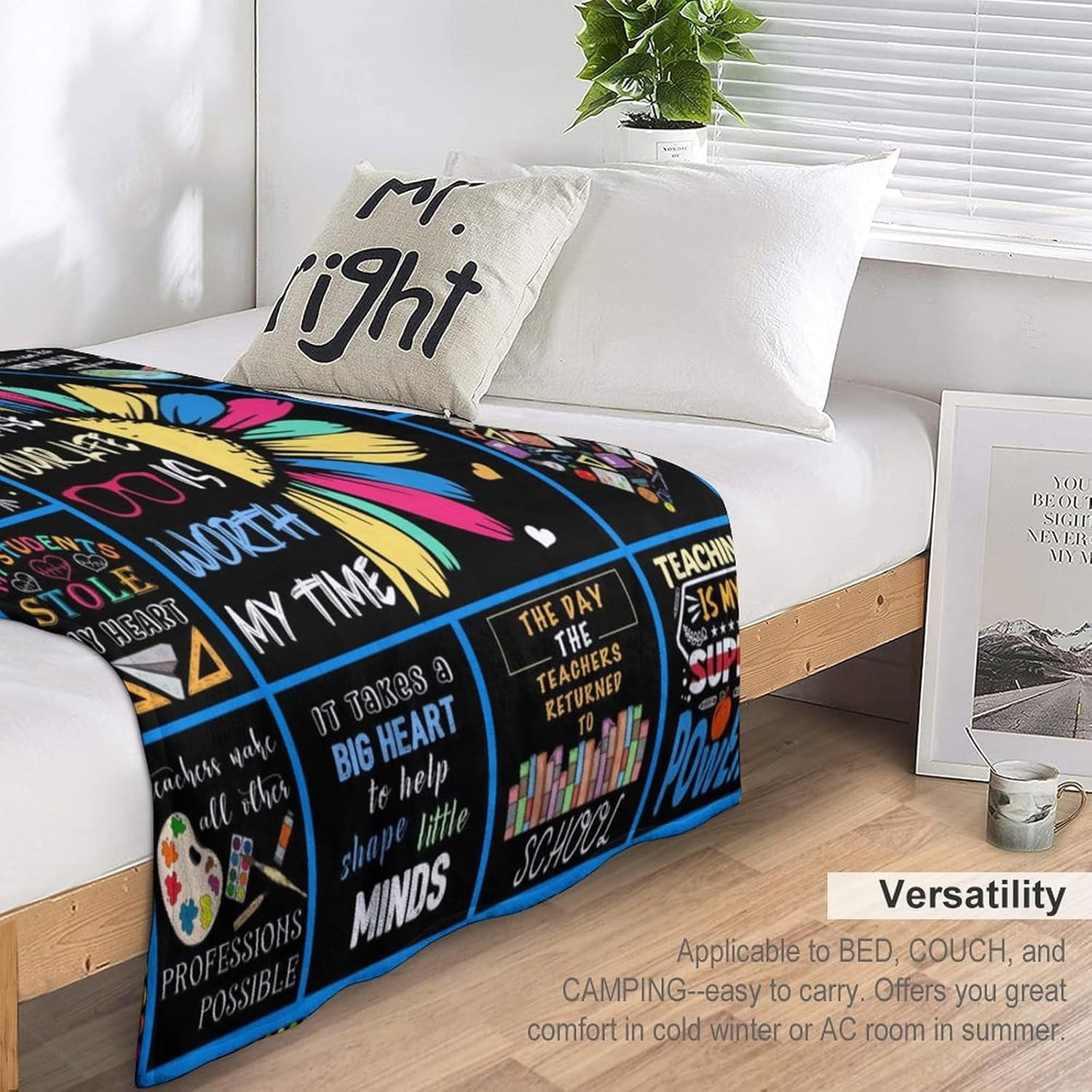 Teacher Appreciation Blanket - Thank You Gift for Women & Men Teachers, Back to School or End of Year Gift
