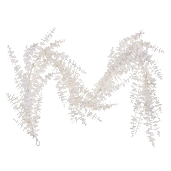 Vickerman 6' White Artificial Eucalyptus Snowy Garland.