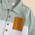 thumbnail image 3 of Gibobby Conjunto niño Ropa De Bebé Niño Niña Ropa De Algodón De Lino Bloque Camisa Con Botones Pantalones Sólidos Conjunto De 2 Piezas Trajes Casuales(Verde,12-18 Meses), 3 of 5