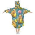 thumbnail image 2 of Wearable Blanket with Sleeves and Pocket Oversized Hooded Sweatshirt 3-14 YR Capybaras Holding Lemons M, 2 of 7