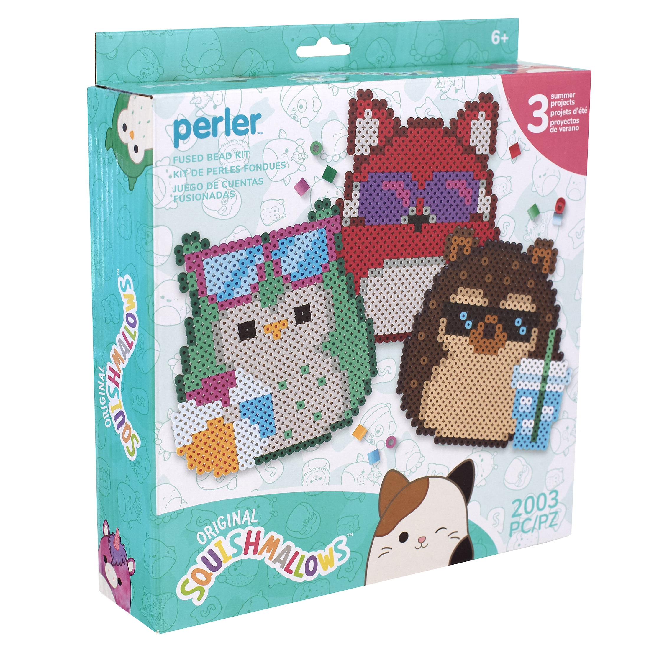 Perler Squishmallows Fused Bead Activity Kit with 3 Summer Projects, 2003 Pieces, Ages 6 and up
