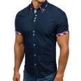thumbnail image 5 of SwiftWear Men Polyester Short Sleeve Turndown collar Plaid Mens Tshirts Navy XL, 5 of 5