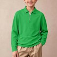 thumbnail image 6 of LUGOGNE Girls Boys Pullover Sweatshirt Quarter Zip Long Sleeve Collar Sweatshirts Kids Comfortable Fall Winter Casual School Uniform Outfits Green,9-10Years, 6 of 9