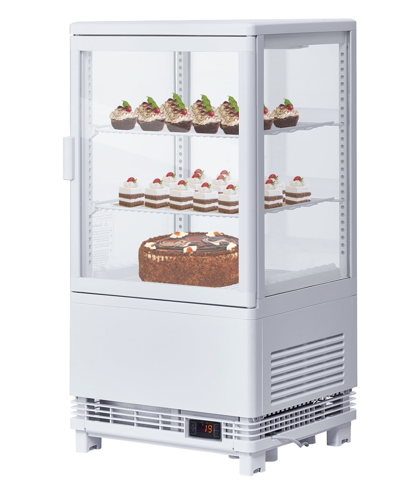 Zzistar Commercial Cake Display Refrigerator, 2.1 Cu.FT Single-Door Merchandiser with Interior LED Lighting, Double-Layered Glass