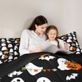 thumbnail image 4 of Homewish Classic Spooky Halloween Ghost Queen Comforter Set,Orange Pumpkin Lantern Comforter Sets Queen,Black Reversible,3-Piece,1 Comforter and 2 Pillowcases, 4 of 7
