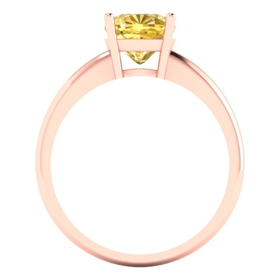 2 ct Cushion Cut Natural Citrine Solitaire Engagement Ring for Women in 18K Rose Gold
