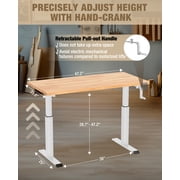 WORKPRO 300 lbs Height Adjustable Workbench with Crank Handle, 47.2x 23.6 Rubberwood Work Table, Comfortable Standing Desk for Home Workshop Office, White