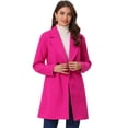 thumbnail image 1 of Abrigos de invierno raglán cruzados con solapa con muesca para mujer Rosa Caliente M, 1 of 6