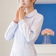 thumbnail image 5 of HAJWOH Scrubs for Women Dress Formal Lapel Neck Long Sleeve Button Down Work Dresses Stretchy Lightweight Workwear White XL, 5 of 5