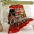 thumbnail image 2 of Cat Christmas Decorative Blanket, Kitten with Hat Antler Scarf Print Decoration, Soft Flannel Winter Blankets for Couch Bed Sofa, Holiday Home Decor, Xmas Festival Gifts Red 60x80 Inch, 2 of 6
