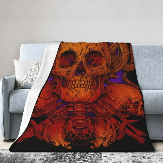 DouZhe Ultra-Soft Micro Fleece Lightweight Flannel Bed Blanket, Magic Scary Skull Ghost Print Cozy Warm Throw Blankets, 80"x60"