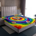 thumbnail image 3 of Erosebridal 3D Lollipop Fitted Sheet Full, Rainbow Swirl Spiral Bedding Set Full Size, Geometric Decor, 3 Pieces（No Top Sheet）, 3 of 6