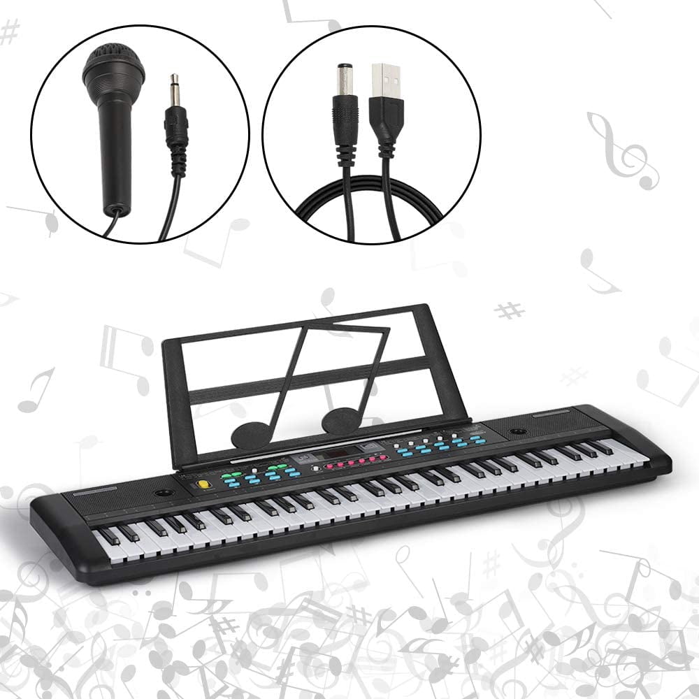 Music 61-Key Keyboard Piano Kids Portable for Beginners with Microphone Sheet Stand