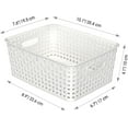 thumbnail image 3 of Woven Plastic Storage Baskets, 6 Pack White Weave Bins Organizer, 10.1" x 7.55" x 4.1", 3 of 10