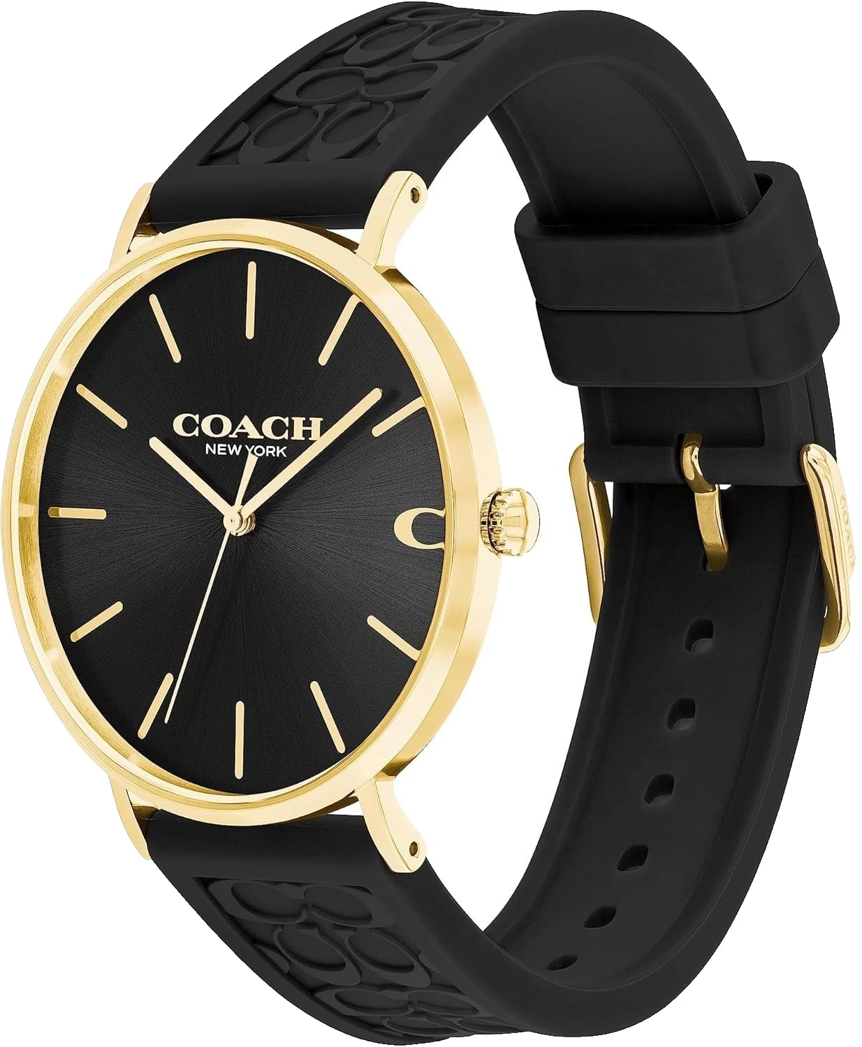Coach Perry Black Dial Gold-Tone Black Dial Accent Leather Watch. Coach   Black Coach watch in black and gold SKU 540048104 Used—In  main image 2