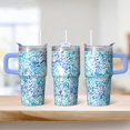 thumbnail image 2 of 20oz Geometric Design Double Wall Handle Tumbler, Stainless Steel Insulated Travel Coffee Mug Leak Proof Texture, 2 of 5