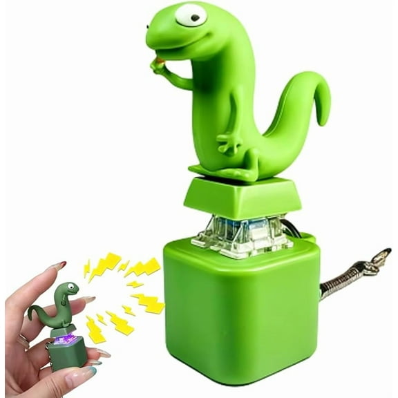 Wrongduck Rechargeable Lizard Button Keychain with Colorful Light & Sound, Interactive Fidget Toy for Stress and Anxiety Relief, Fun Portable Decorative Pendant for Kids and Adults