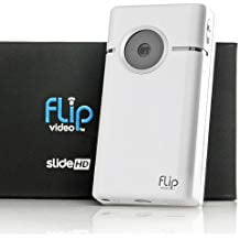 Flip SlideHD Video Camera - White, 16 GB, record 4Hr HD video, holds 12Hr video, Touchscreen Wildescreen