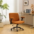 thumbnail image 3 of Ktaxon Office Chair, Flip-Top Armrest Desk Chair on Metal Star Base, Starry Chenille Vanity Chair with Adjustable Height & Swivel Wheels Orange, 3 of 7