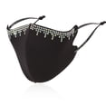 thumbnail image 5 of Minjewel Ice Silk Face Mask with Rhinestones - Women 3D Sparkly Design, Breathable, Soft, Lightweight, Fashionable for Party, Travel, Daily Use,Black, 5 of 9