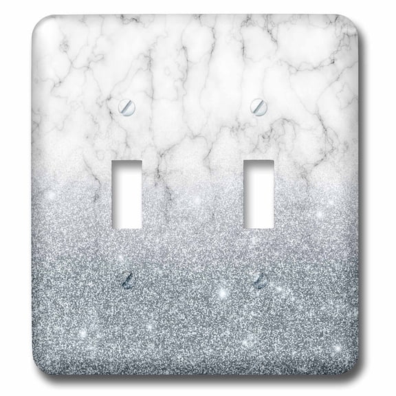 3dRose, Gray Faux Digitally Printed Marble and Glitter Design, double toggle switch