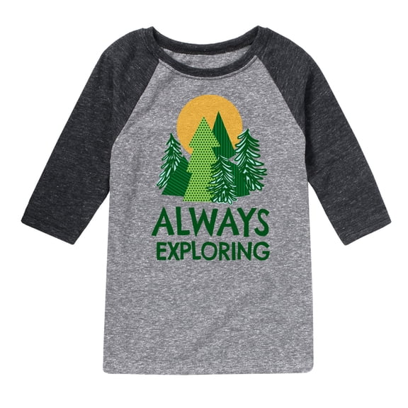 Instant Message - Always Exploring - Toddler And Youth Raglan Graphic T-Shirt