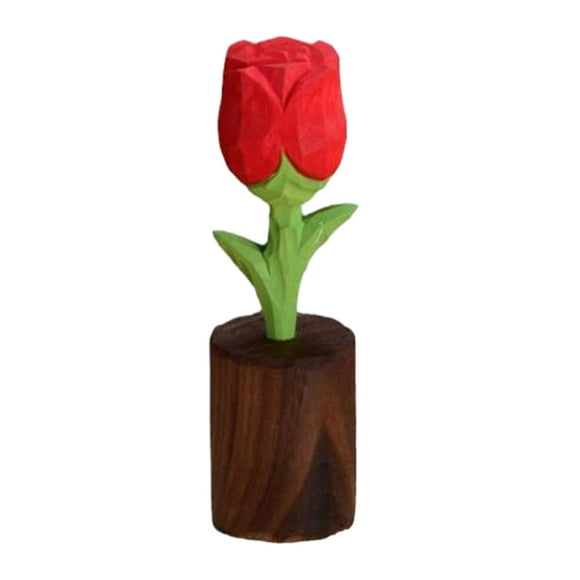 lionlar Ornements de Roses en Bois Fleurs Artificielles de Bureau pour Saint-Valentin Sculptée à la Main