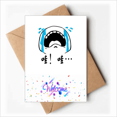 thumbnail image 1 of Cry Aloud Black Cute Chat Face Cartoon Welcome Back Greeting Cards Envelopes Blank, 1 of 3