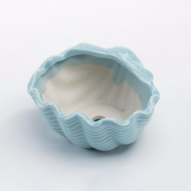 Maceta de cerámica con orificio de drenaje para plantas de interior, maceta decorativa para sala de estar, jardín, decoración del hogar. Azul claro