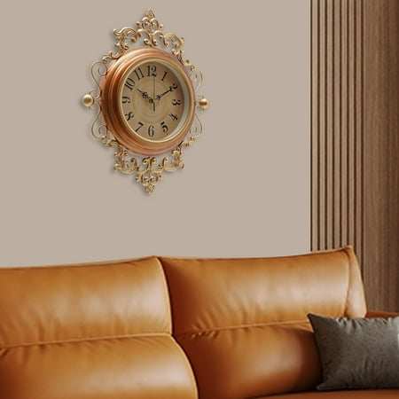 DENEST 16 * 19 in Wall Mounted Indoor Wall Clock Silent Tanned Metal Retro Wall Clock Living Room photo DENEST 16 * 19 in Wall Mounted Indoor Wall Clock Silent Tanned Metal Retro Wall Clock Living Room