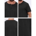 thumbnail image 7 of DARING DIVA Men's Henley Short Sleeve Button Down Jacquard Knitted T-Shirt M Black, 7 of 7