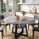 thumbnail image 1 of 47.2-pulgada round estilo rural kitchen dining mesa con almacenamiento estante, sturdy metal legs, space saving, asientos 4 - 6, gris, 1 of 7