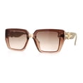 thumbnail image 5 of Womens Rose Metal Button Gem Arm Rimless Rectangle Designer Fashion Sunglasses Beige - Brown, 5 of 8