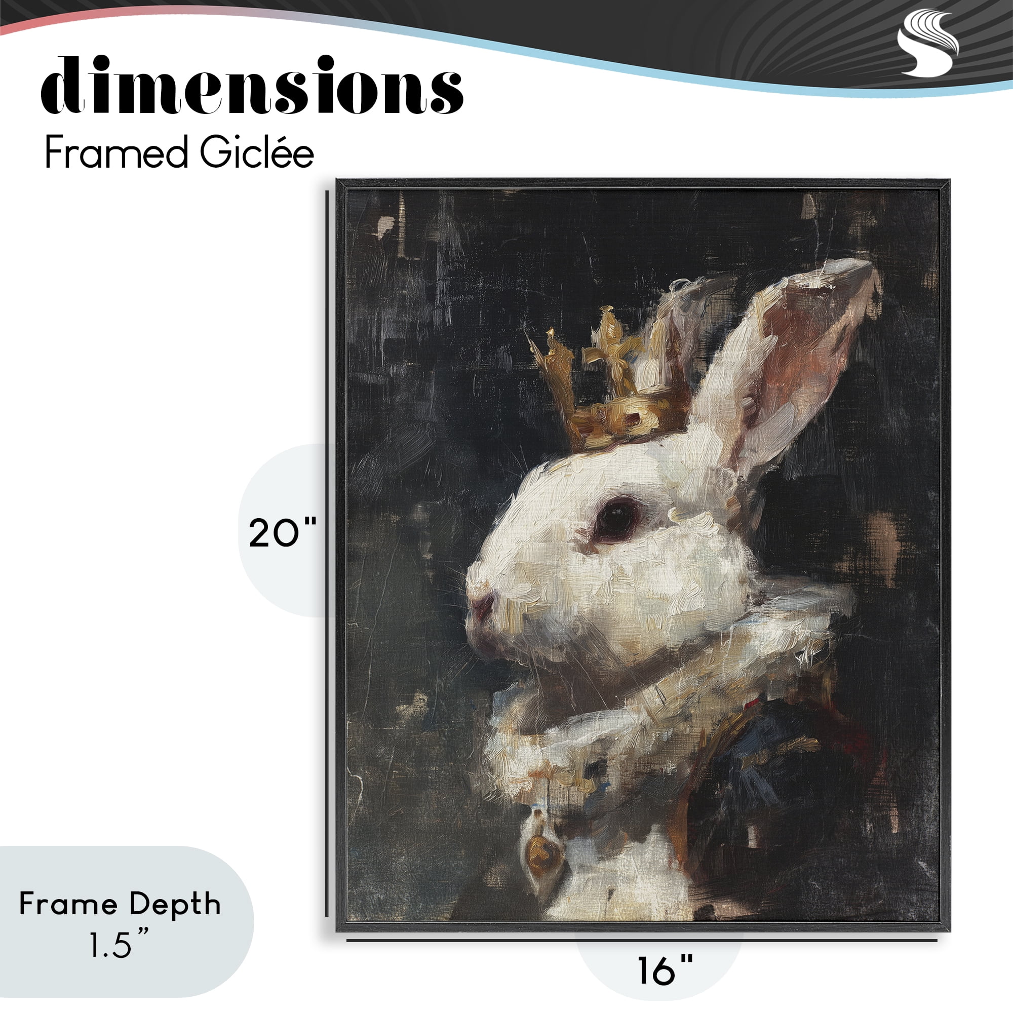 Stupell Industries Regal Monarch Rabbit Black Framed Giclee Art, design by Svetlana Aleynikova