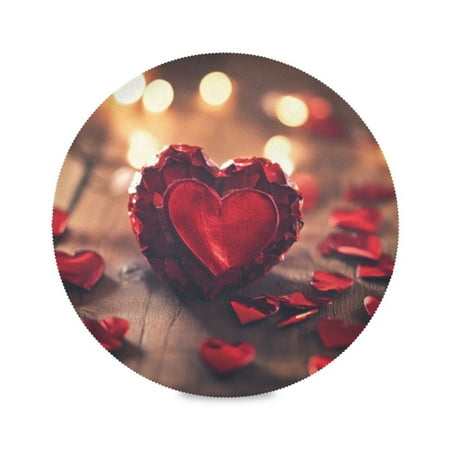 

Round Plate Mat 15.4x15.4 Inchesx4 Placemat Table Mat Kitchen Mat Coffee Mat Fabric Thick Strong Wear-Resistant Heat Resistance Valentine s Day Love