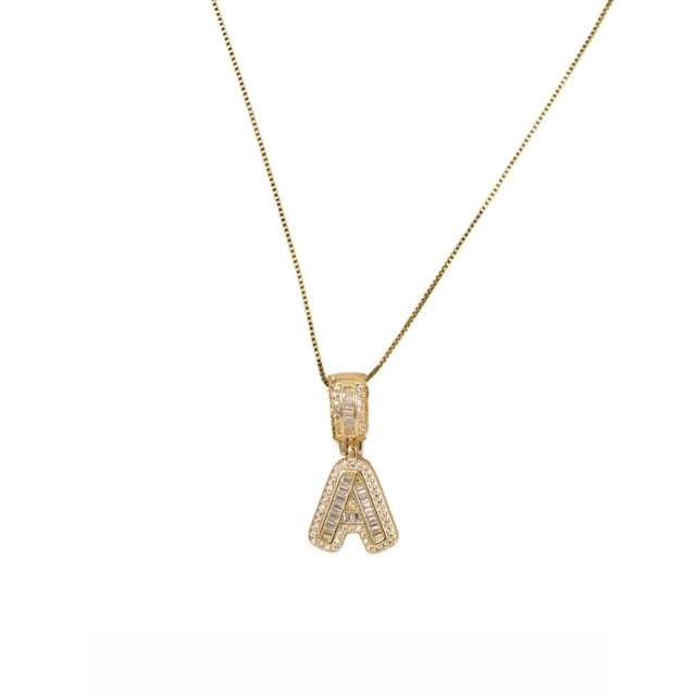 Collar con dije de oro laminado letra brillos A
