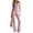 Pink, variant on Women's 2 Piece Sets Long Sleeve V Neck Crop Tops and Elastic High Waist Wide Leg Pants Causal Athletic Outfits, M
