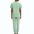 thumbnail image 4 of Minjewel Women's V-Neck Short Sleeve Two-Piece Scrubs for Women Set with Pockets, Soft & Durable Medical Scrub Set for Hospital & Clinic Wear,Light Green S, 4 of 5