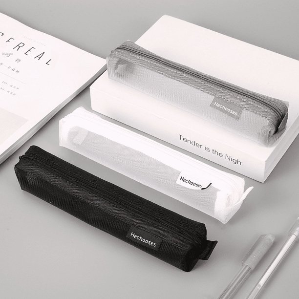 Estuche de malla transparente simple para lápices, bolsa de almacenamiento para exámenes de estudiantes, estuche portátil para lápices, mini bolsa de papelería cuadrada
