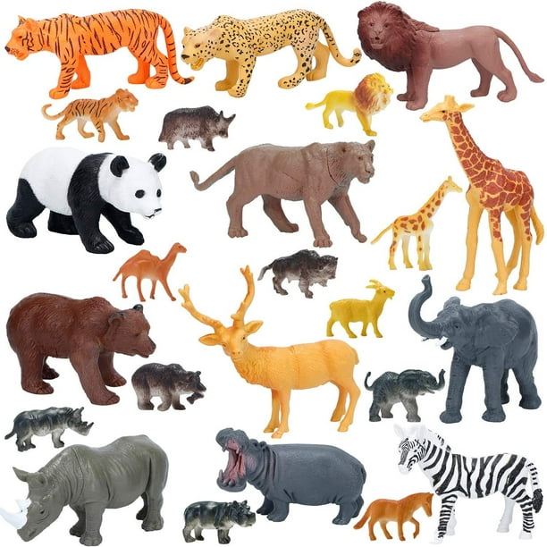 Kimicare Jumbo Safari Wild Zoo Animals Action Figure Set, 24 Pieces -  
