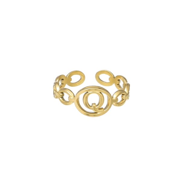 Anillo de 26 letras chapado en oro de acero de titanio Anillo de dedo índice de apertura en inglés Anillo hueco Wmkox8yi sjalhkljlk1980