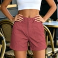 thumbnail image 2 of HomeDM Shorts for Women High Wasit Button Zip Closure Wide Leg Shorts Wine Summer Casual Work with Pockets Size 3XL, 2 of 8