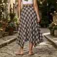 thumbnail image 2 of Dpjklzsn Women's Plaid Asymmetrical Midi Skirt, High Waisted Flowy A-Line Handkerchief Skirt, 2 of 6