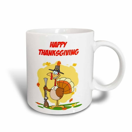3dRose Happy Thanksgiving Turkey , Ceramic Mug,