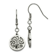 Stainless Steel Polished Textured Shepherd Hook Long Drop Dangle Earrings 42.05x15.4mm Wide Dangle Earring for Women