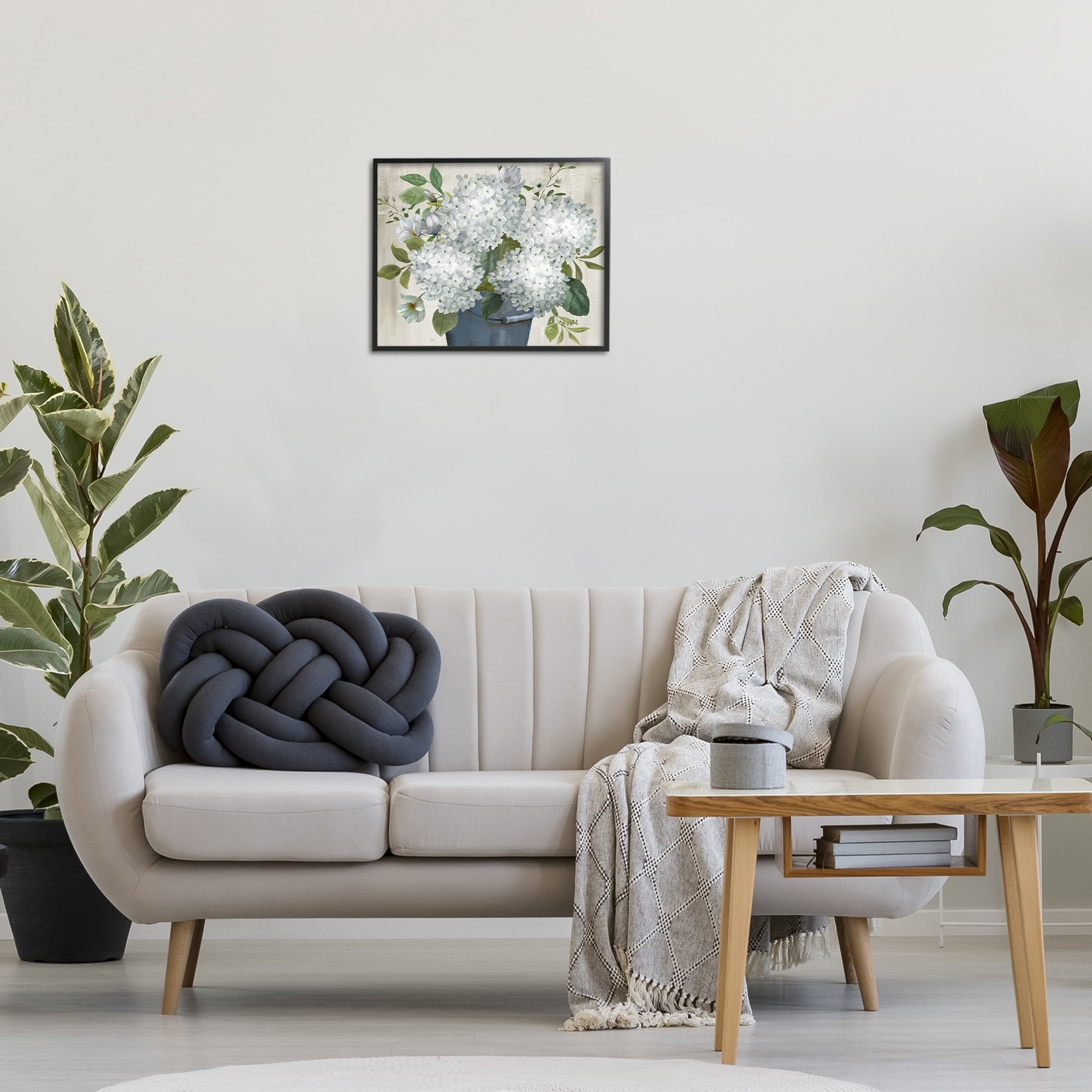 Stupell Industries Country Hydrangea Vase Botanical & Floral Painting Black Framed Art Print Wall Art, 20 x 16